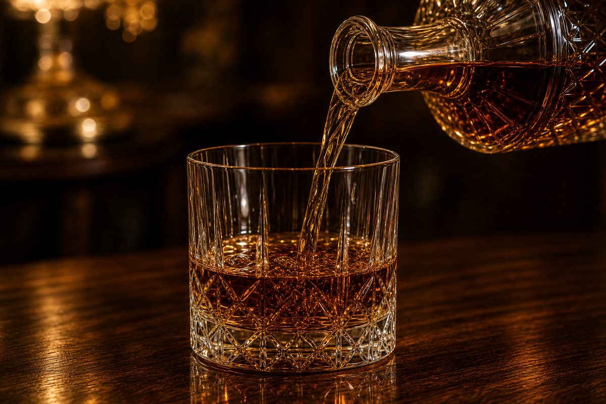A neat pour of Barry Crockett Legacy in a Glencairn glass
