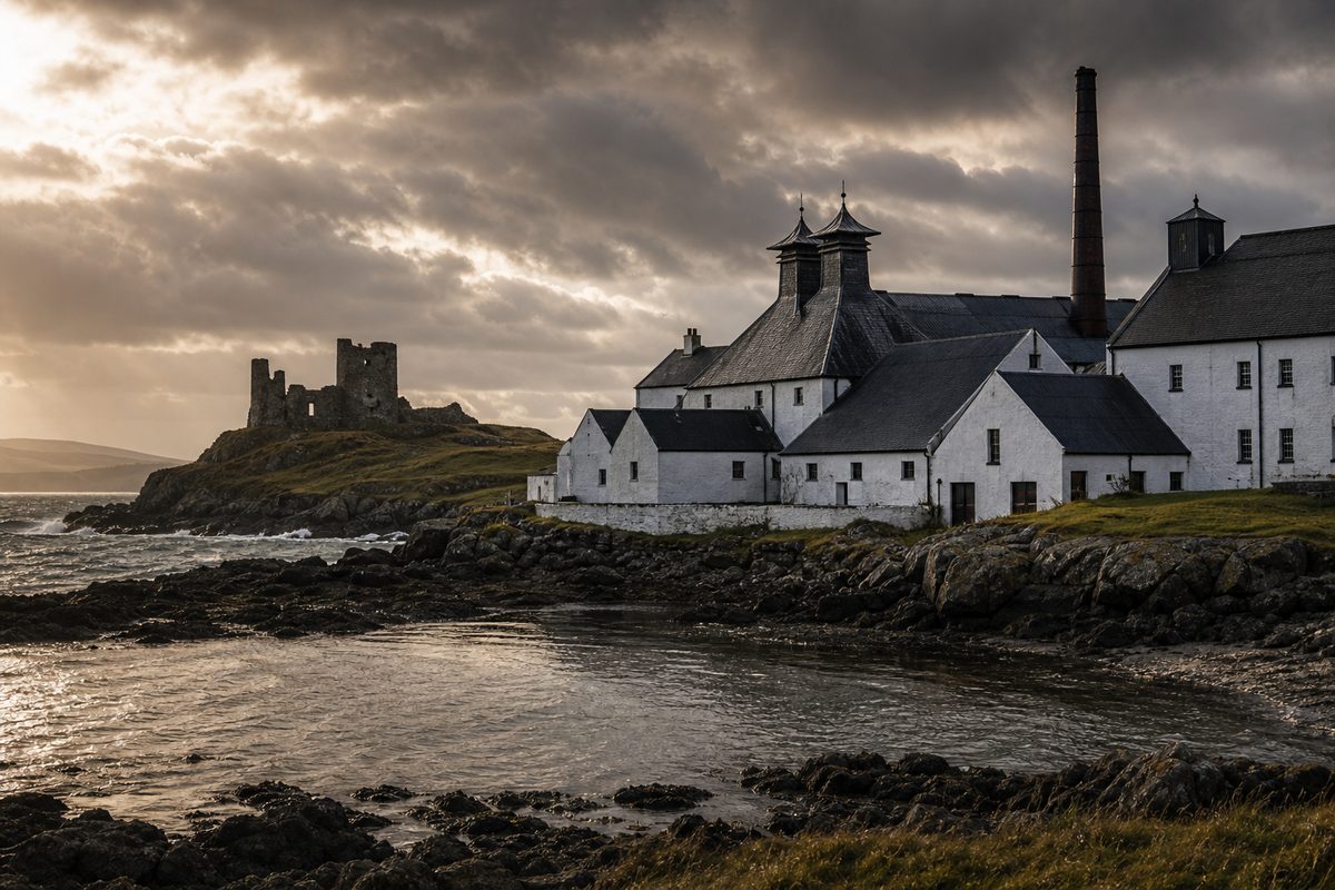 Lagavulin Bay beneath the ruins of Dunyvaig Castle