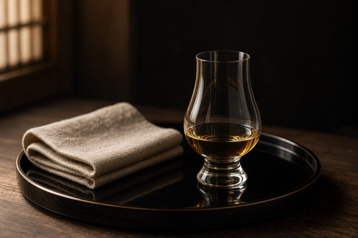 A neat pour of Yamazaki 12 in a Glencairn glass