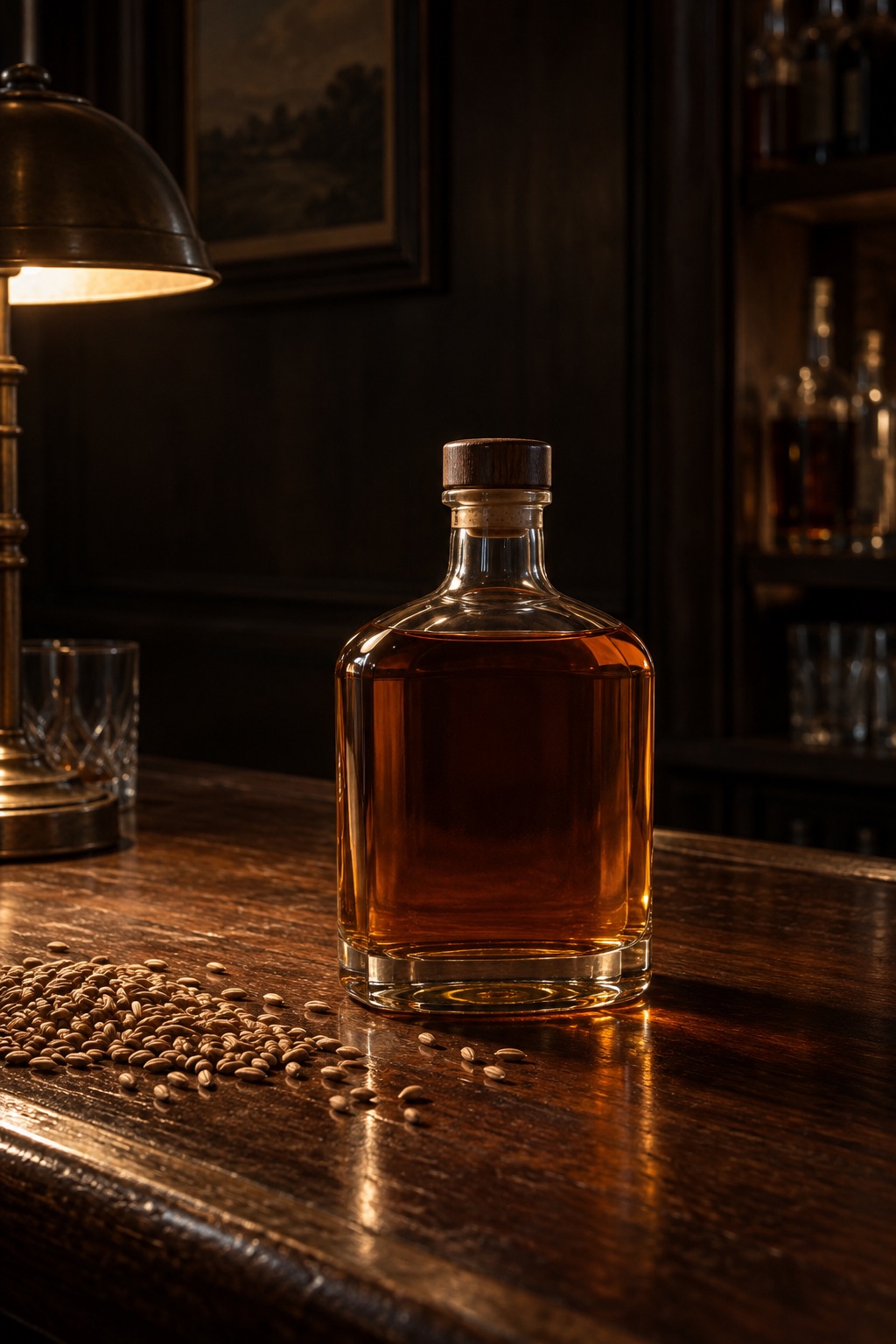 AI illustration: a generic bottle standing in for Lot No. 40 Canadian Rye