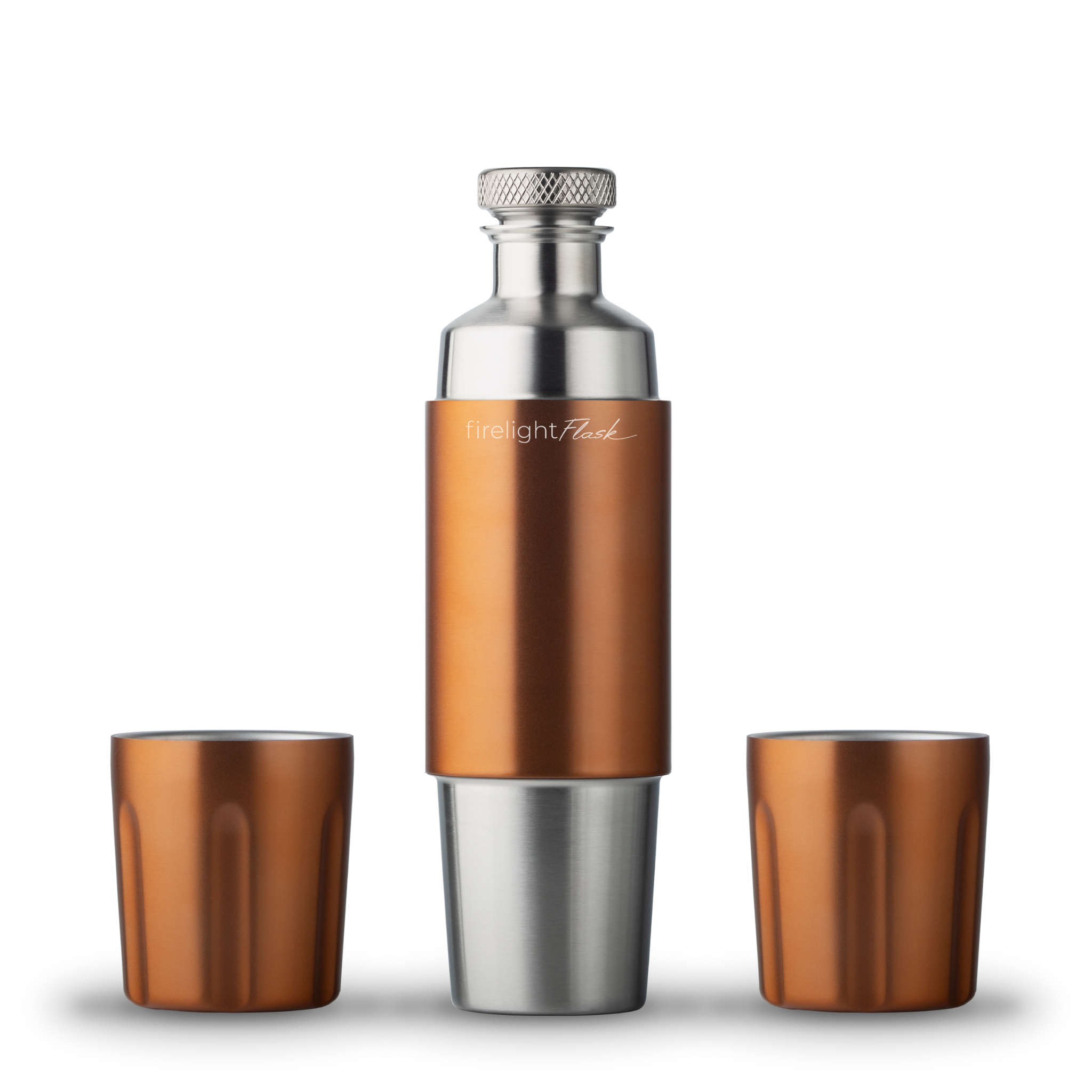 Copper Firelight Flask 750 with two matching detached tumblers