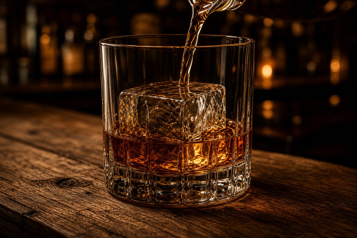 Bourbon being poured into a glass